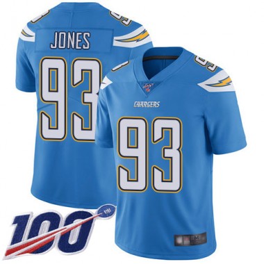 Los Angeles Chargers NFL Football Justin Jones Electric Blue Jersey Men Limited #93 Alternate 100th Season Vapor Untouchable->los angeles chargers->NFL Jersey